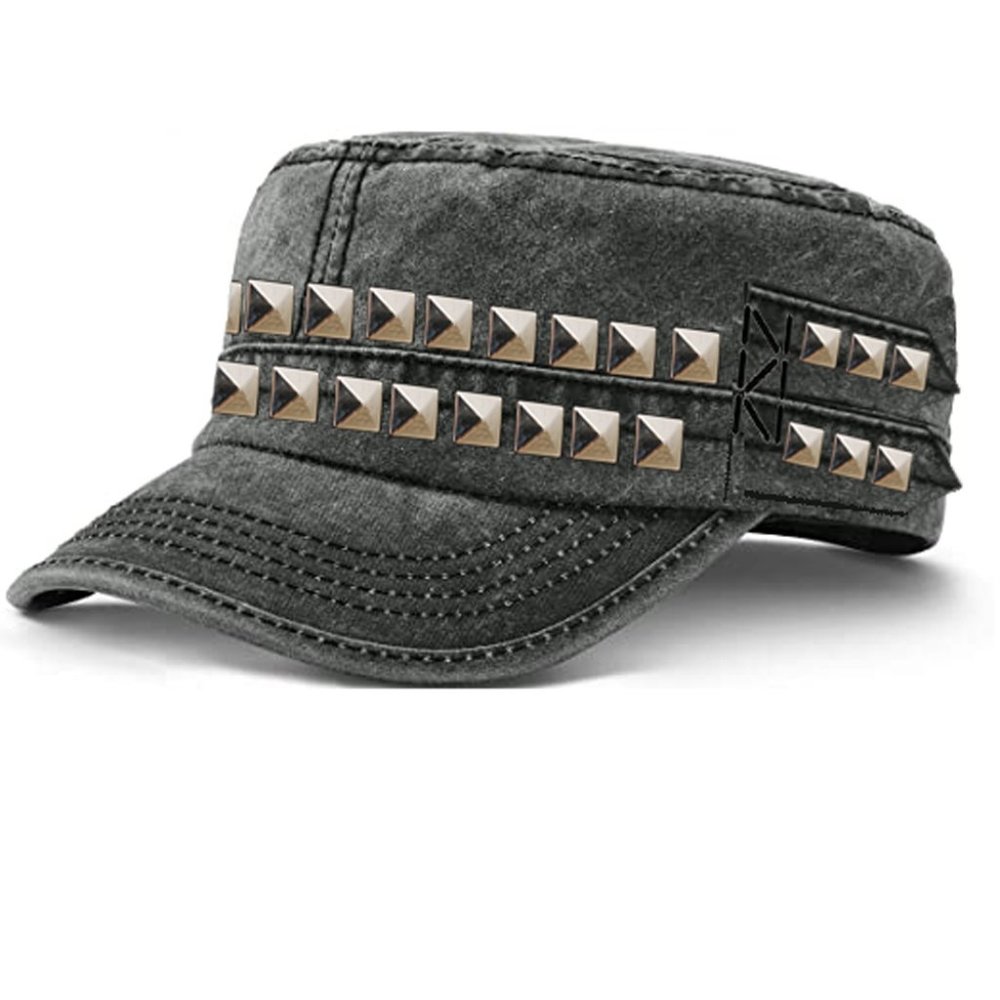 Cadet Army Cap Studded Everyday Military Hat
